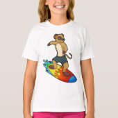 Meerkat als surfer met surfboard t-shirt (Voorkant)