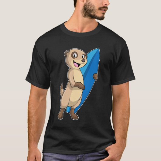 Meerkat als surfer met surfboard t-shirt (Voorkant)