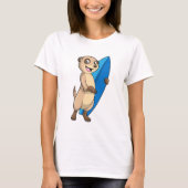 Meerkat als surfer met surfboard t-shirt (Voorkant)