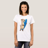 Meerkat als surfer met surfboard t-shirt (Voorkant volledig)