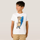 Meerkat als surfer met surfboard t-shirt (Voorkant volledig)