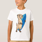 Meerkat als surfer met surfboard t-shirt (Voorkant)