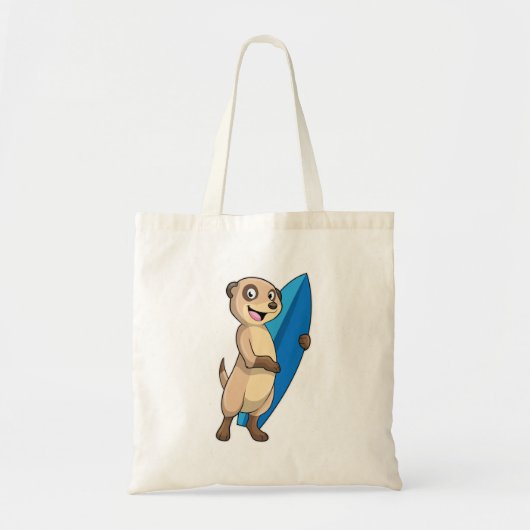Meerkat als surfer met surfboard tote bag (Voorkant)