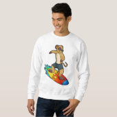 Meerkat als surfer met surfboard trui (Voorkant volledig)