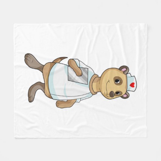 Meerkat als verpleegster met hart fleece deken (Voorkant (Horizontaal))