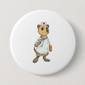 Meerkat als verpleegster met hart ronde button 7,6 cm (Voorkant)