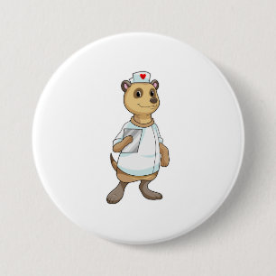 Meerkat als verpleegster met hart ronde button 7,6 cm