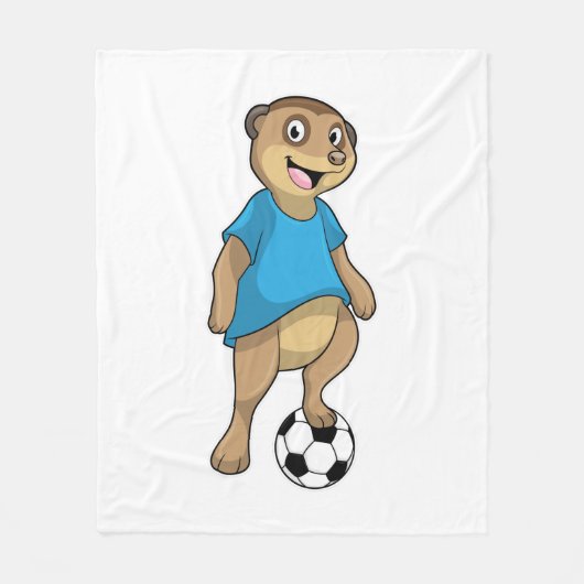 Meerkat als Voetbalspeler met Voetbal Fleece Deken (Voorkant)
