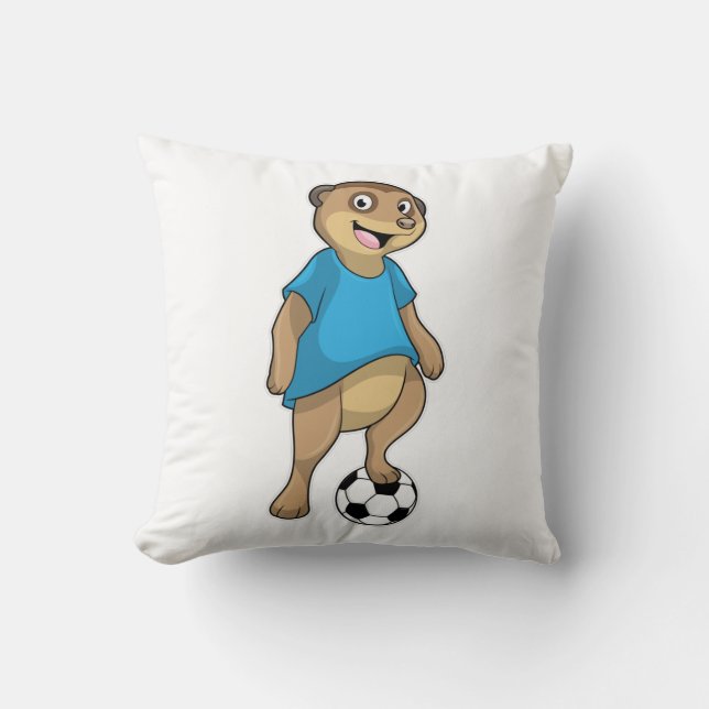 Meerkat als Voetbalspeler met Voetbal Kussen (Voorkant)