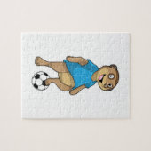 Meerkat als Voetbalspeler met Voetbal Legpuzzel (Horizontaal)
