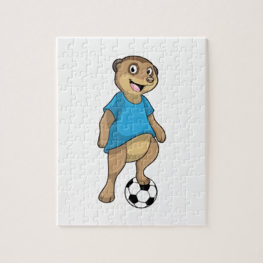 Meerkat als Voetbalspeler met Voetbal Legpuzzel (Verticaal)