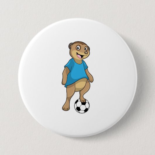 Meerkat als Voetbalspeler met Voetbal Ronde Button 7,6 Cm (Voorkant)