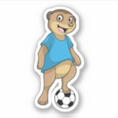 Meerkat als Voetbalspeler met Voetbal Sticker (Voorkant)
