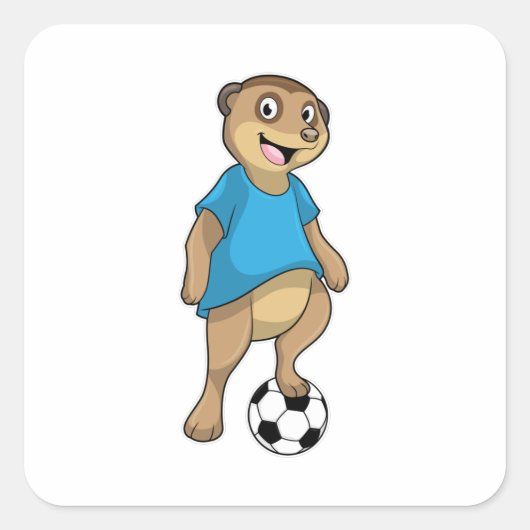 Meerkat als Voetbalspeler met Voetbal Vierkante Sticker (Voorkant)