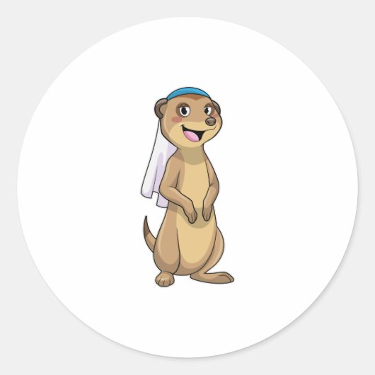 Meerkat as Bride with Veil Ronde Sticker (Voorkant)
