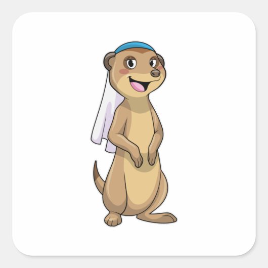 Meerkat as Bride with Veil Vierkante Sticker (Voorkant)