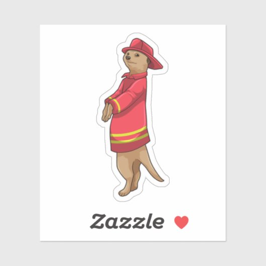 Meerkat as Firefighter with Helmet Sticker (Vel)