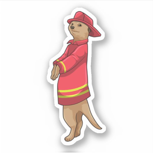 Meerkat as Firefighter with Helmet Sticker (Voorkant)