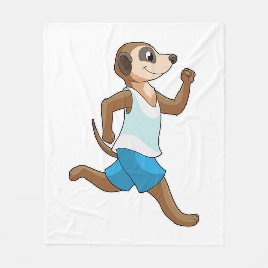 Meerkat at Running Sports Fleece Deken (Voorkant)
