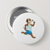 Meerkat at Running Sports Ronde Button 7,6 Cm (Voorkant /achterkant)