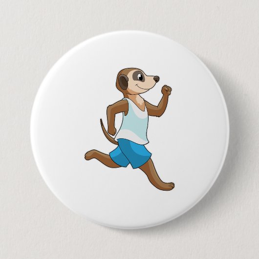 Meerkat at Running Sports Ronde Button 7,6 Cm (Voorkant)