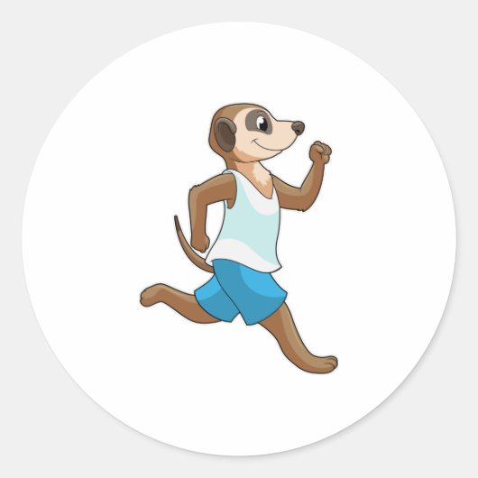Meerkat at Running Sports Ronde Sticker (Voorkant)