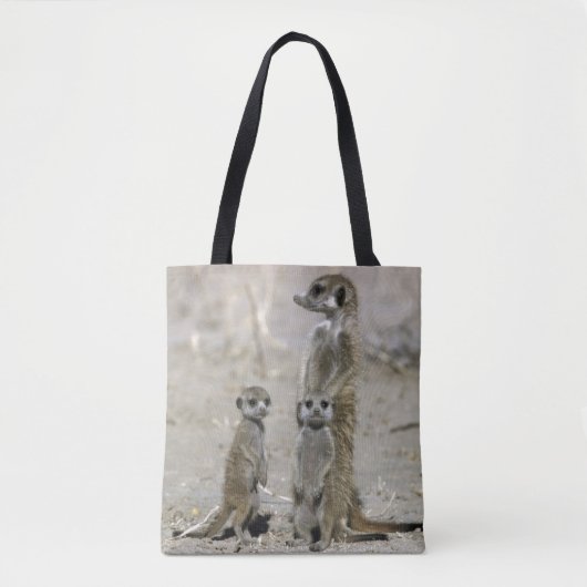 Meerkat Baby Sitter en pups (Suricata Suricata) Tote Bag (Voorkant)