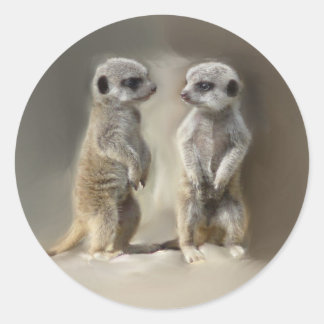 Meerkat baby twins ronde sticker