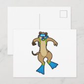 Meerkat bij duiken met zwembril briefkaart (Voorkant / Achterkant)
