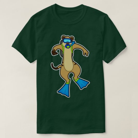 Meerkat bij duiken met zwembril t-shirt (Design voorkant)