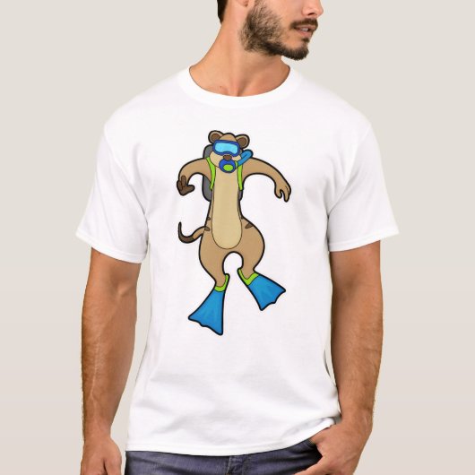 Meerkat bij duiken met zwembril t-shirt (Voorkant)