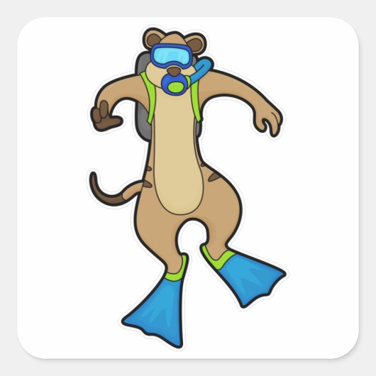 Meerkat bij duiken met zwembril vierkante sticker (Voorkant)