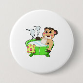 Meerkat bij het zwemmen in Bathtub Ronde Button 7,6 Cm (Voorkant)