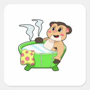 Meerkat bij het zwemmen in Bathtub Vierkante Sticker