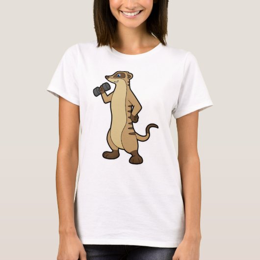 Meerkat bij Sterke training met Dumbbell T-shirt (Voorkant)