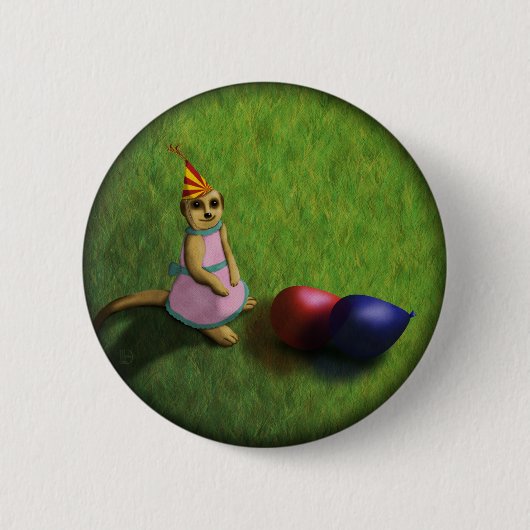 Meerkat Birthday, knop Ronde Button 5,7 Cm (Voorkant)