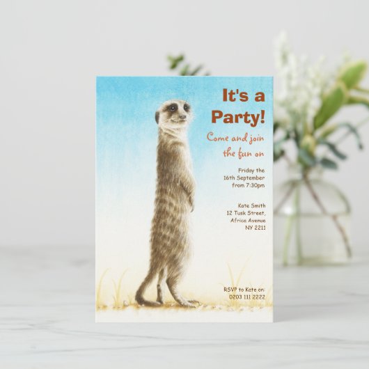 Meerkat Birthday Party Invitation Kaart (Staand voorkant)
