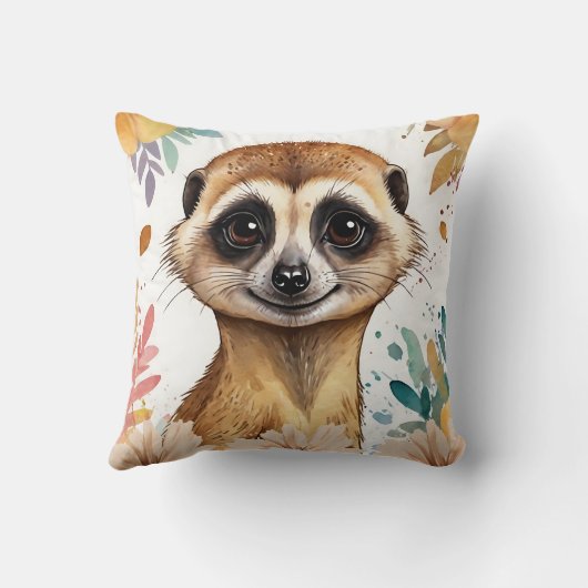 Meerkat  bloemenprint kussen (Achterkant)