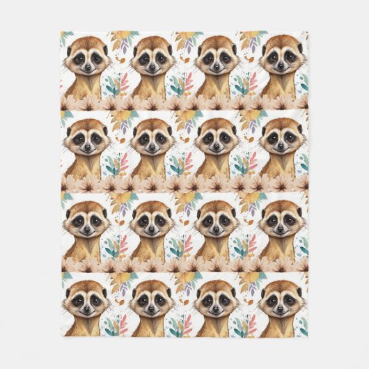 Meerkat  bloemmotief fleece deken (Voorkant)