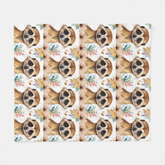 Meerkat  bloemmotief fleece deken (Voorkant (Horizontaal))
