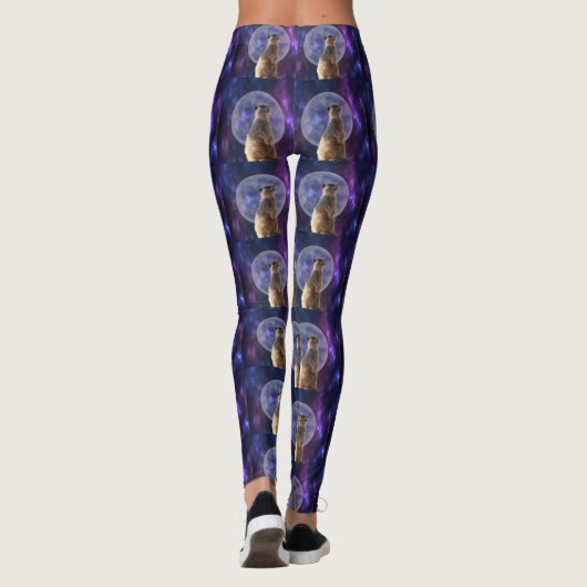 Meerkat Blue Nebula Moon Night Leggings (Achterkant)