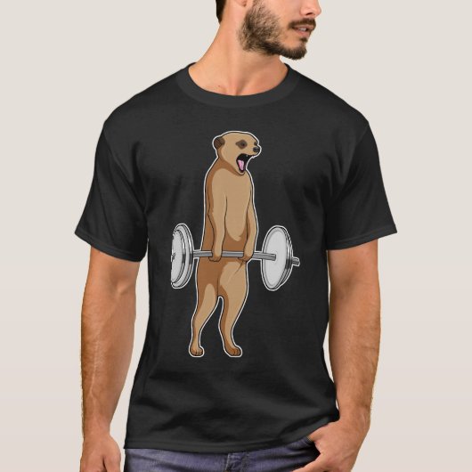 Meerkat Bodybuilding Dumbbells T-shirt (Voorkant)