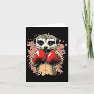 Meerkat bokskampioen met handschoenen klaar kaart