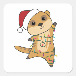 Meerkat Christmas Snow Winter Animals Vierkante Sticker