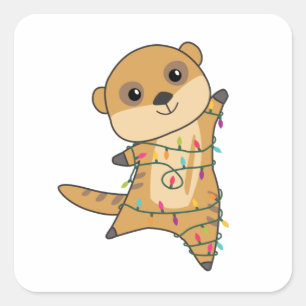Meerkat Christmas Snow Winter Animals Vierkante Sticker