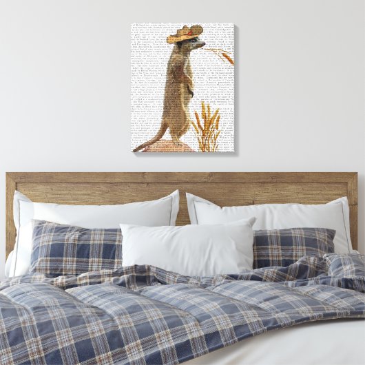 Meerkat Cowboy Canvas Afdruk (Insitu (Slaapkamer))