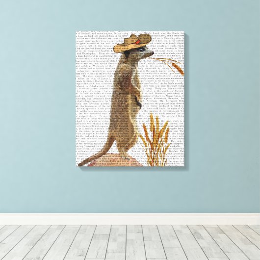 Meerkat Cowboy Canvas Afdruk (Insitu (Houten vloer))