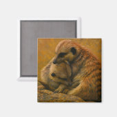 Meerkat Cuddle – Earth-Toned Wildlife Painting Magneet (Voorkant / Achterkant)