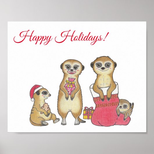 Meerkat Custom Christmas Animal Nursery Poster (Voorkant)