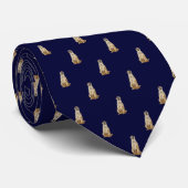 Meerkat Diamond Pattern op Dark Navy Blue Stropdas (Opgerold)